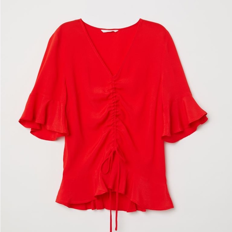 Ruffle Drawstring Blouse